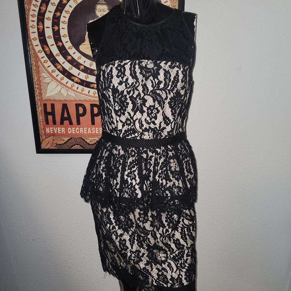 Milly Black Lace Peplum Dress